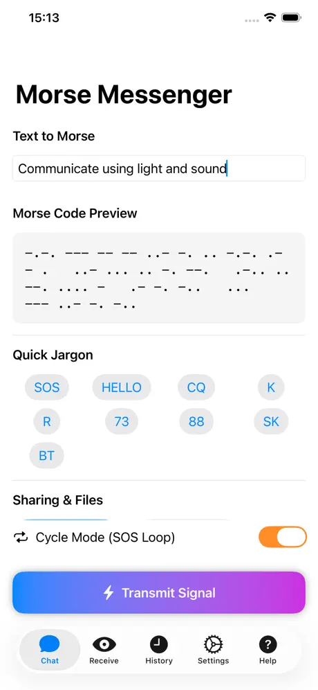 Morse Dot Messenger Main Interface