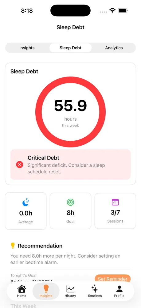 Sleep Debt Tracking